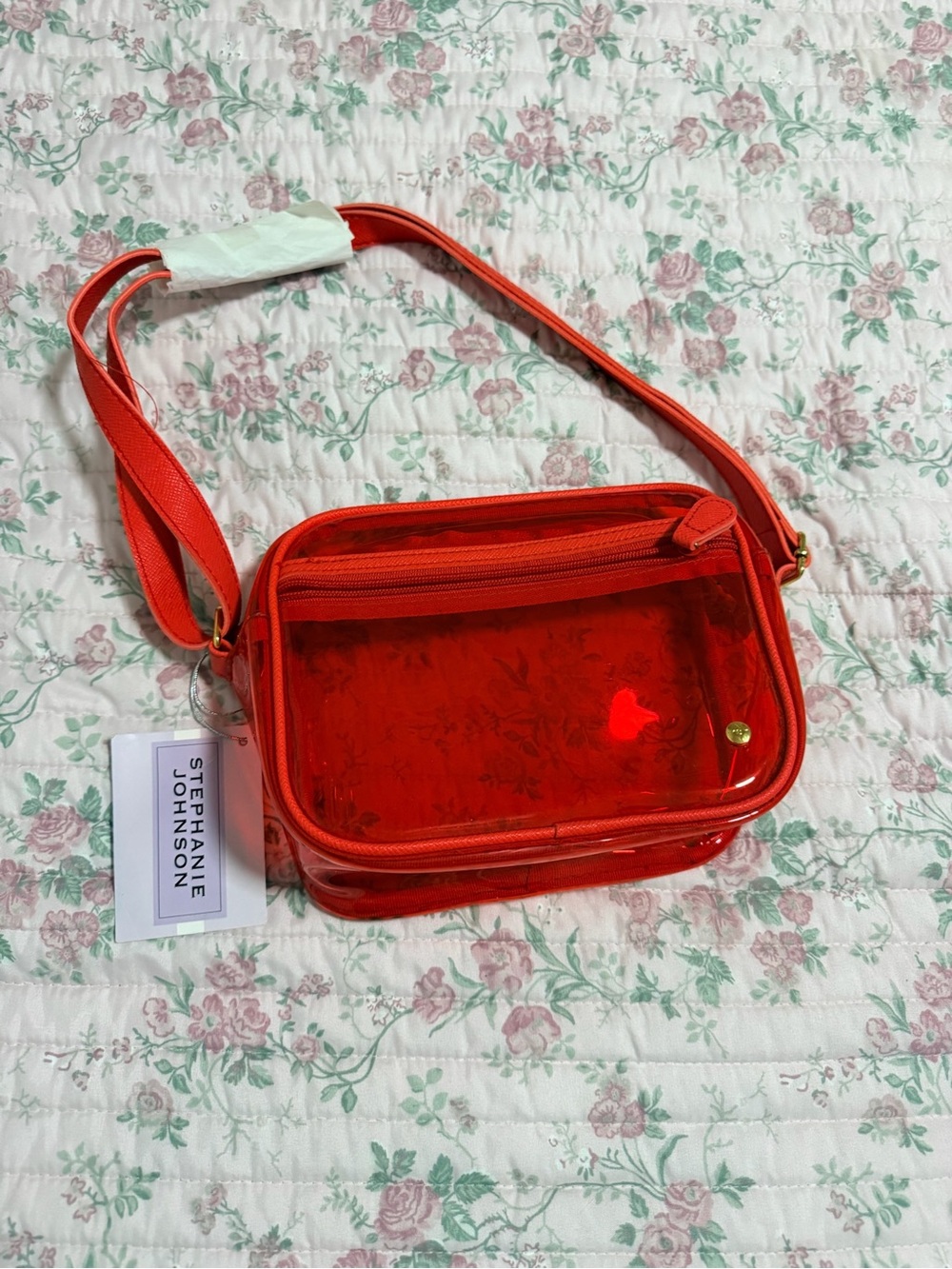 Stephanie Johnson Transparent Red Crossbody Bag with Adjustable Strap
